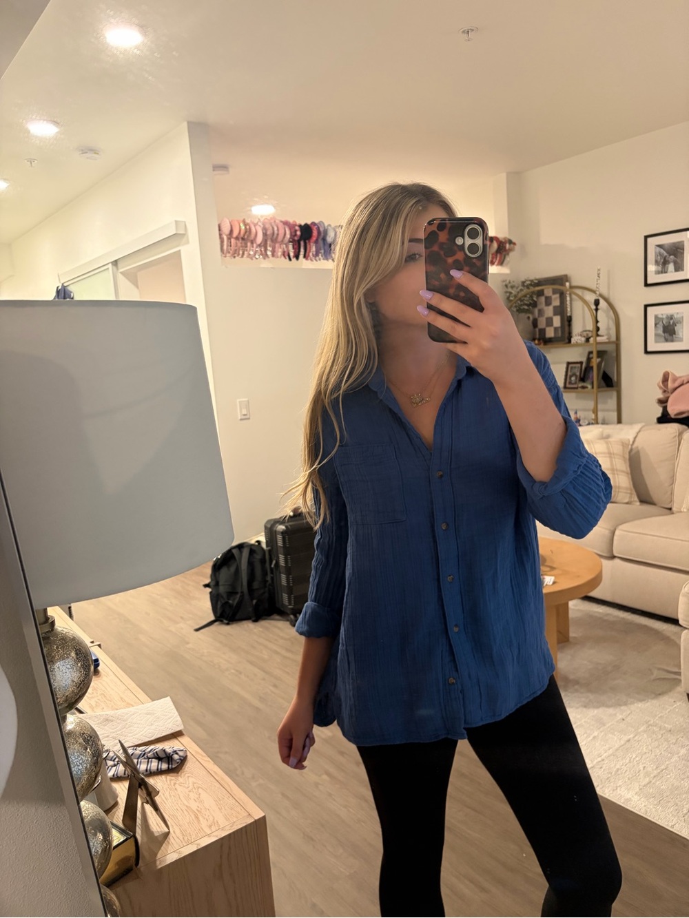 Old Navy Deep Blue Button-Front Women’s Shirt